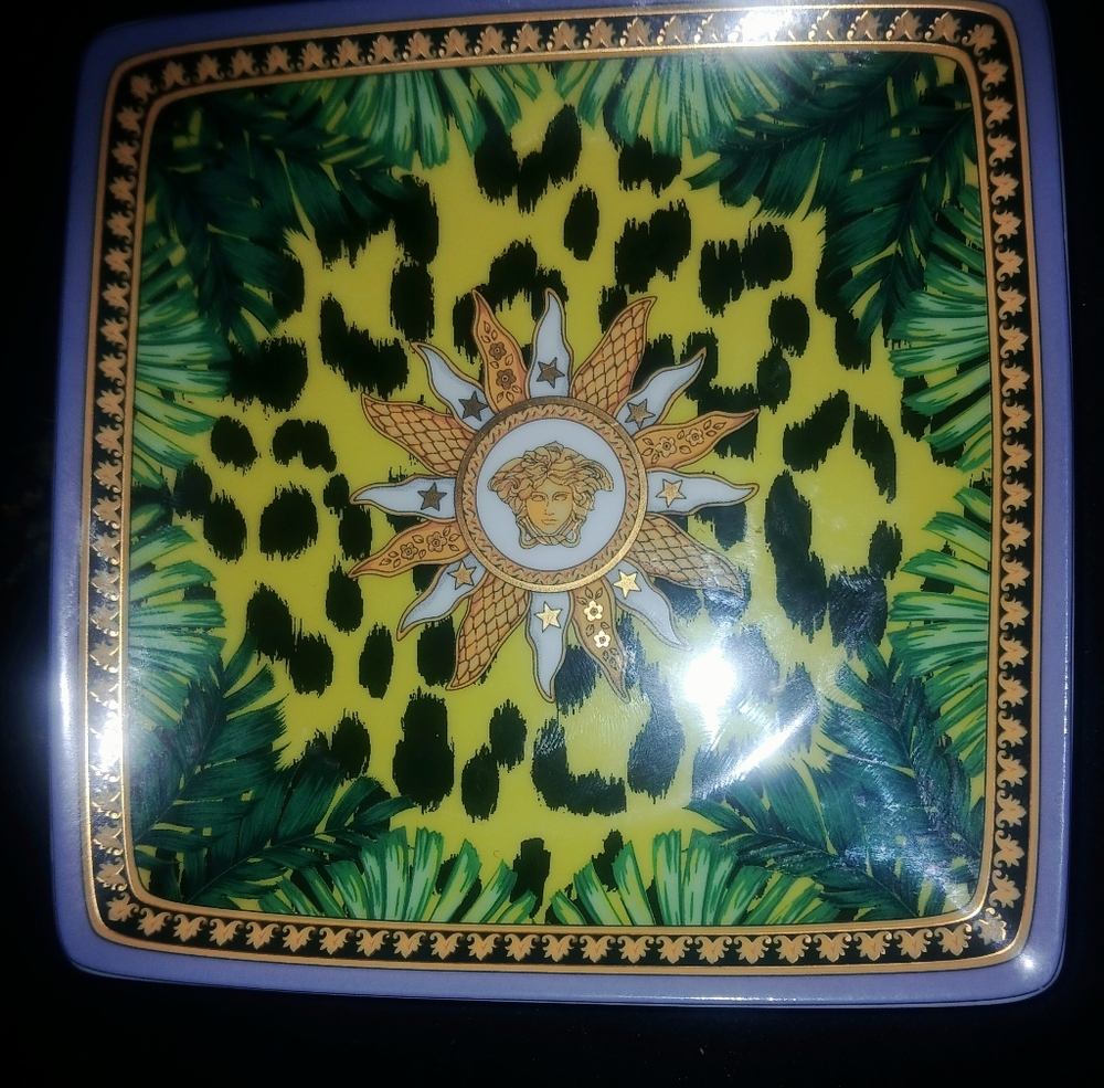 Versace Yellow and Green Decorative Accents with Ornate Borders
